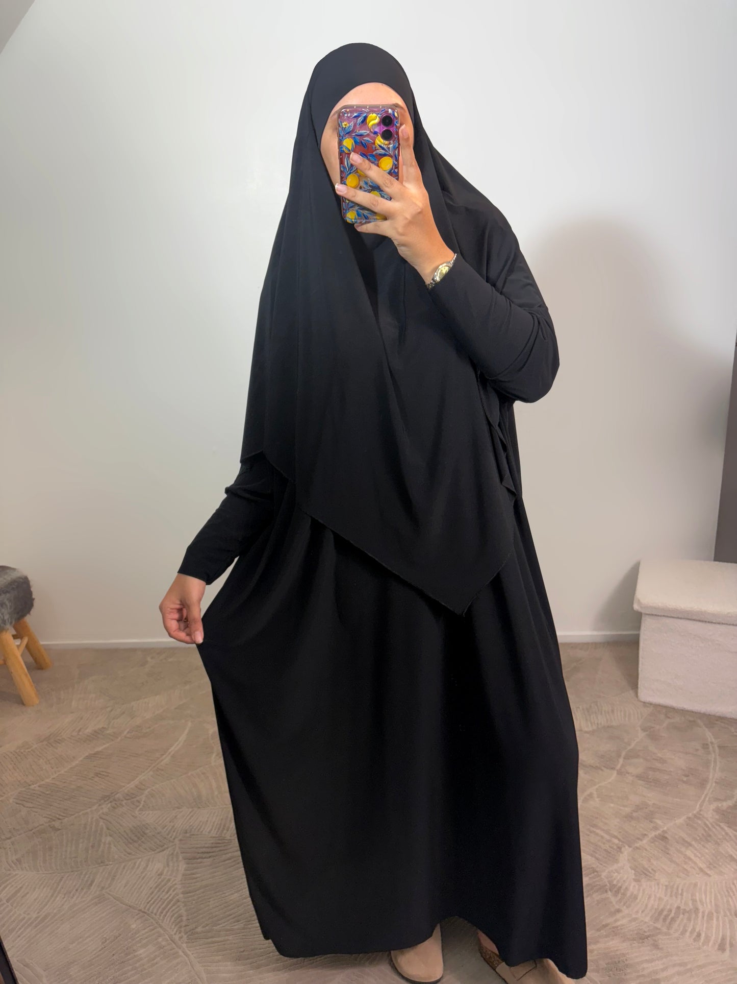 Abaya large + khimar jersey premium
