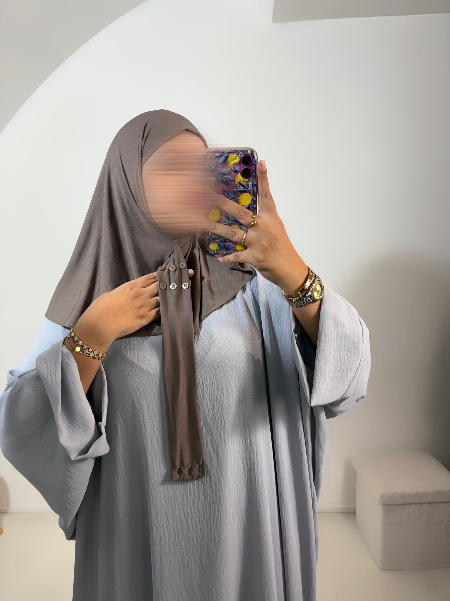 Hijab cagoule à bouton en jersey premium