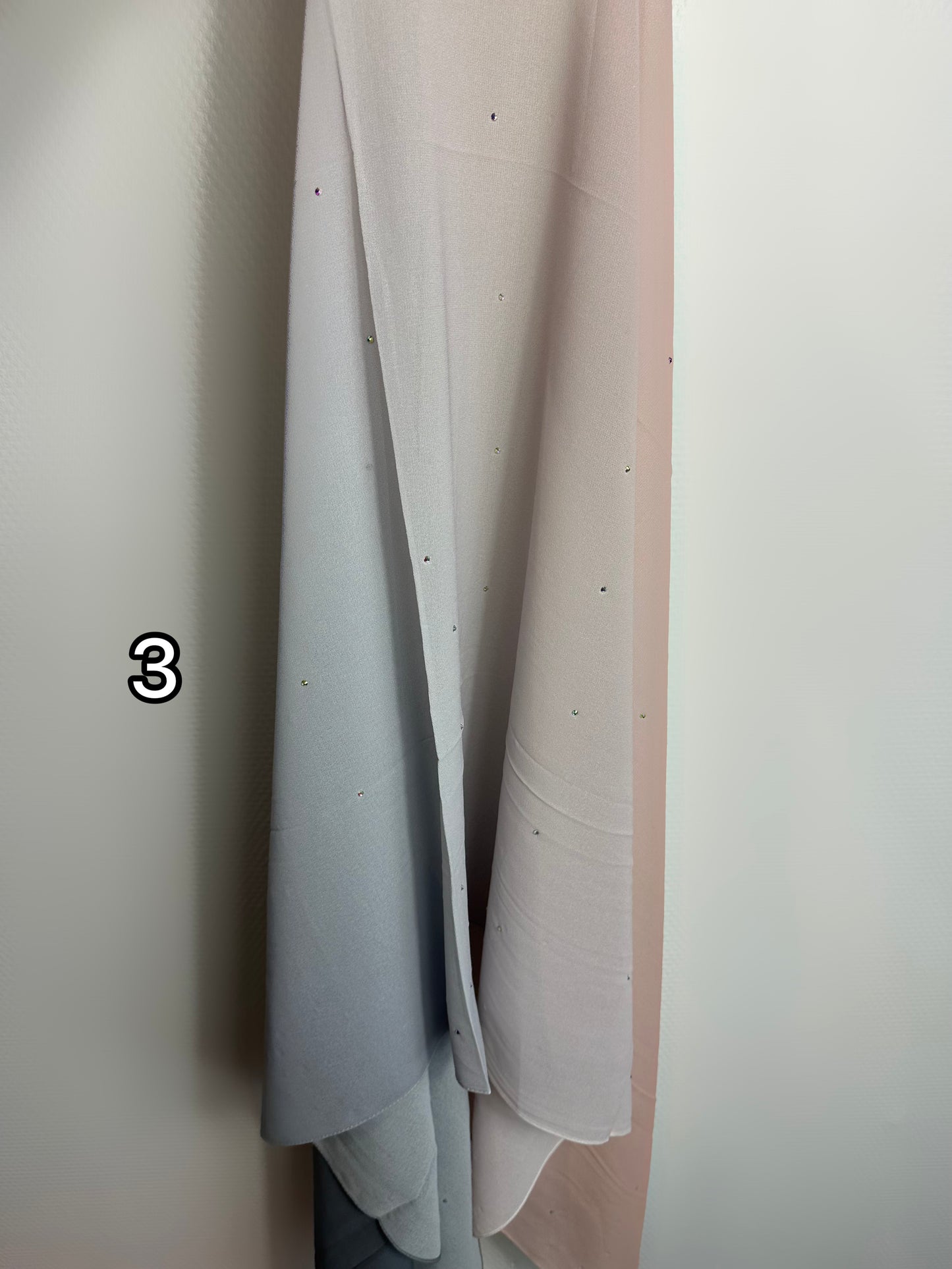 Hijab bicolore mousseline à strass