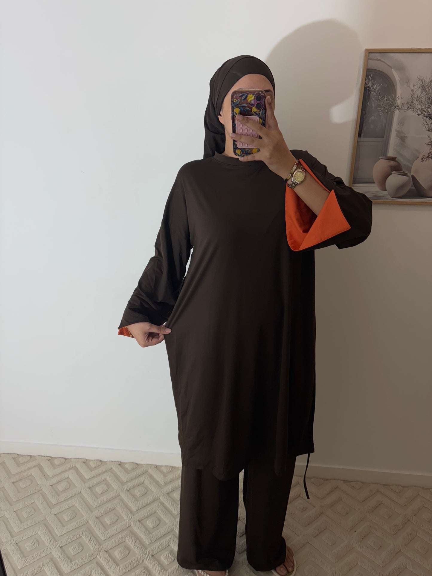 Burkini 3 pièces manches colorées Long