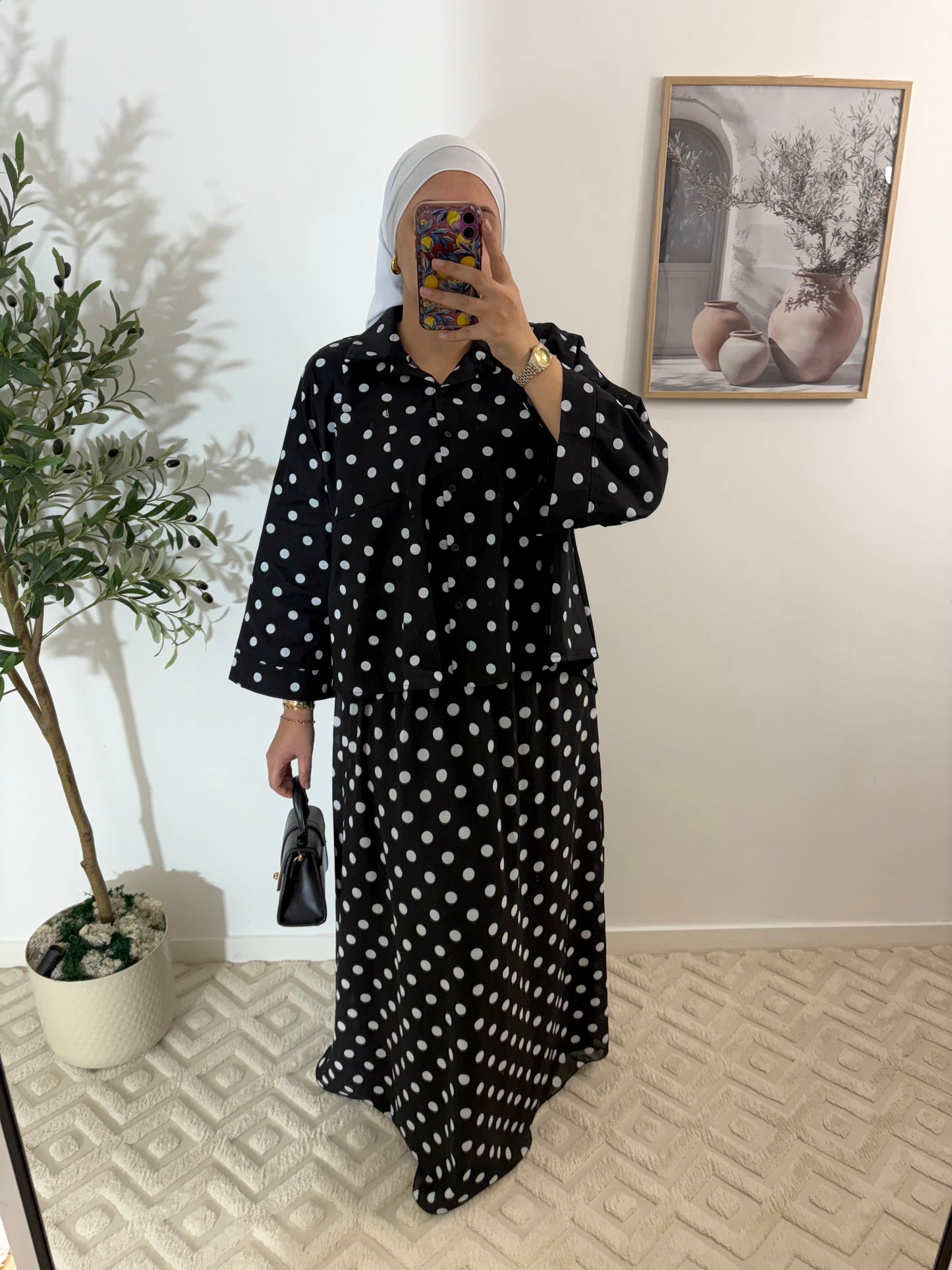Chemise à pois en popeline