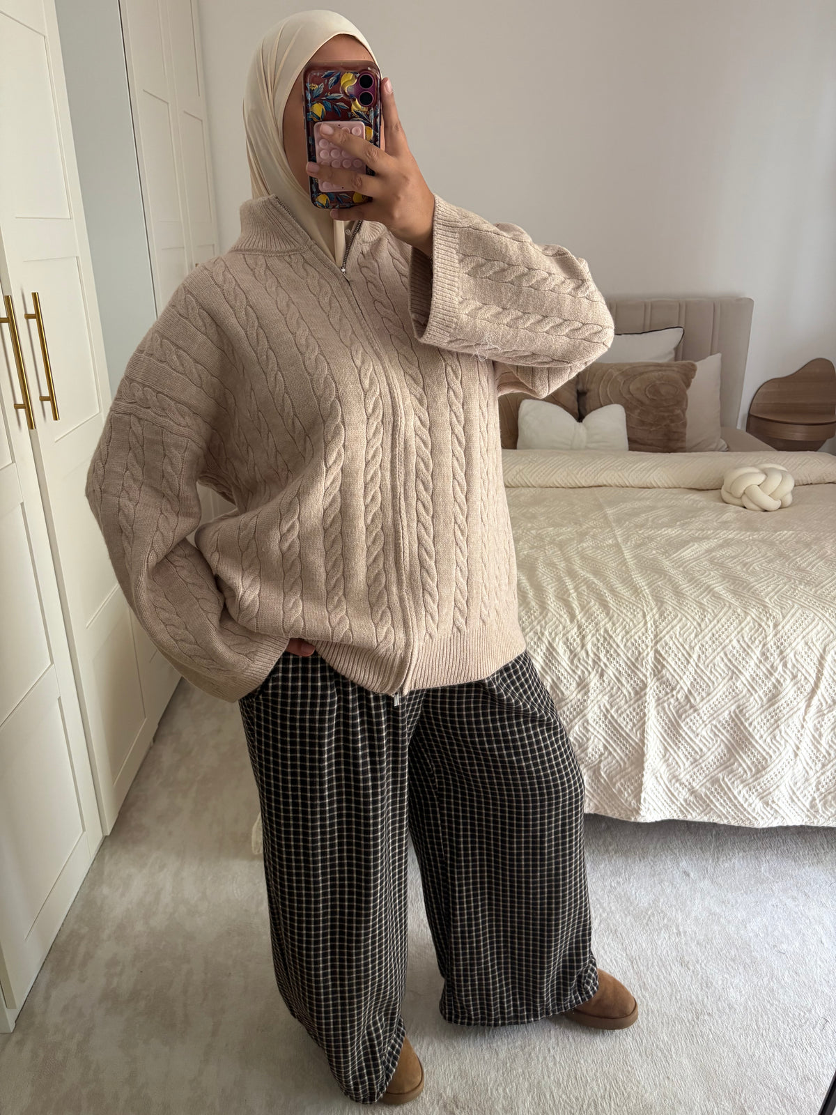 Pantalon ballon épais petits carreaux