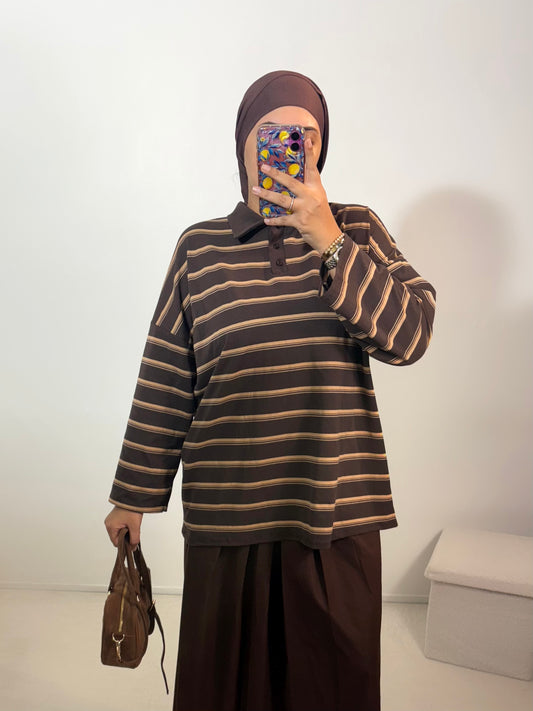 Polo marin oversize (marron/beige)