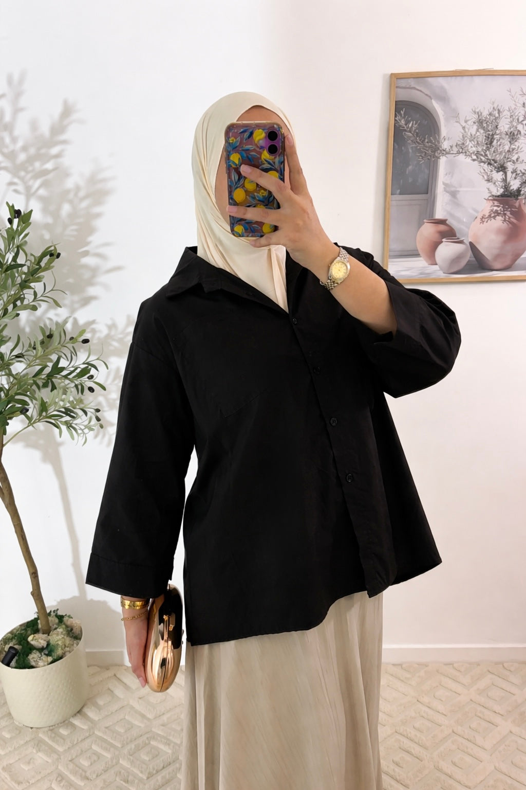 Chemise oversize en popeline