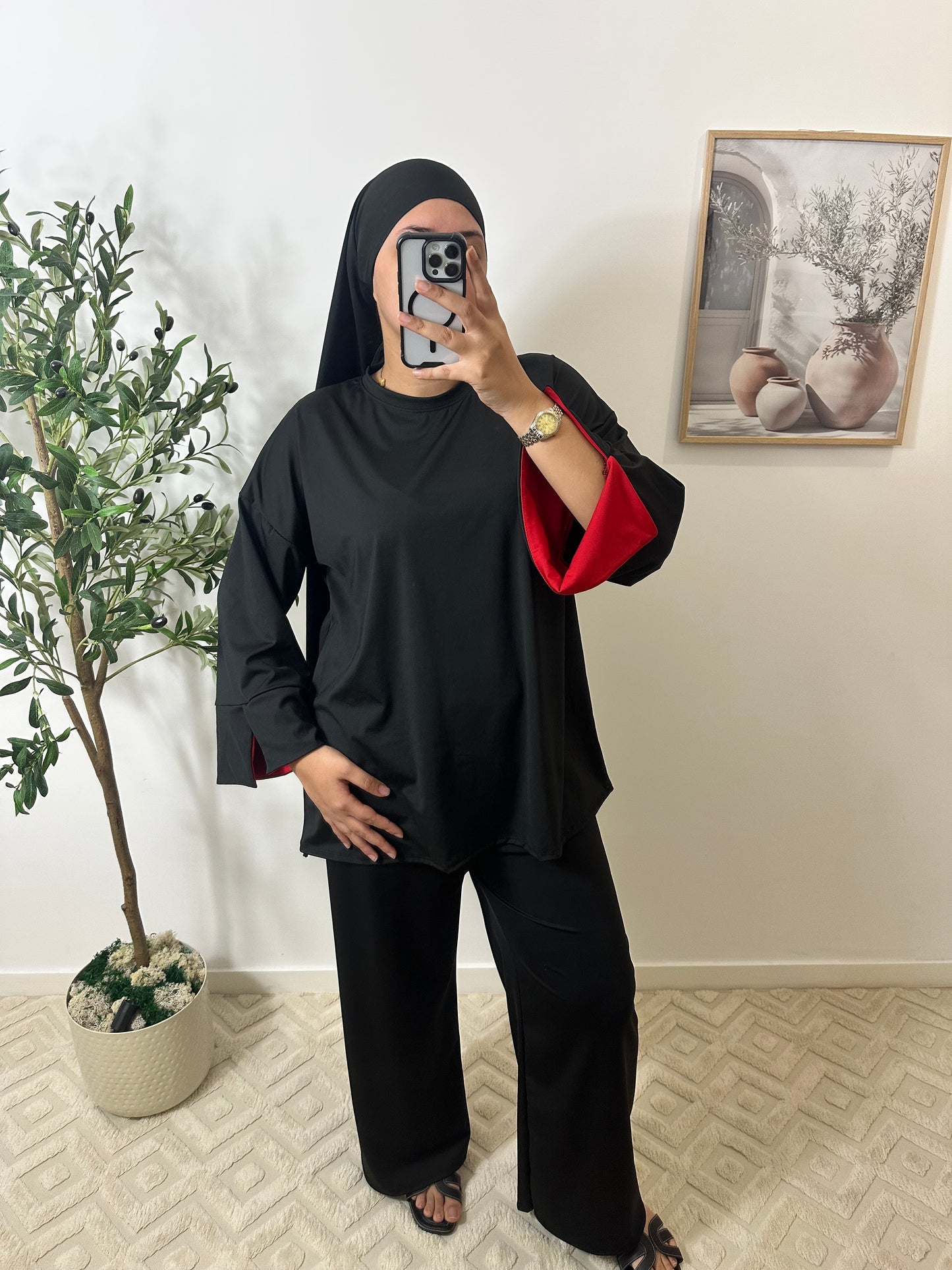 Burkini 3 pièces manches colorées