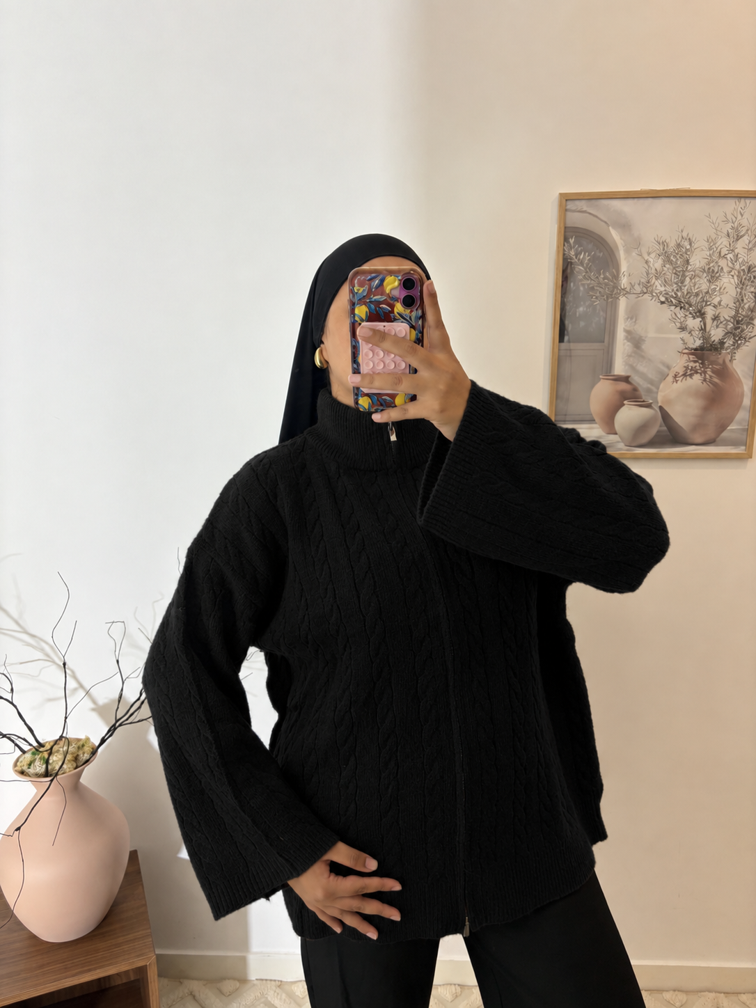 Gilet oversize laine tresse