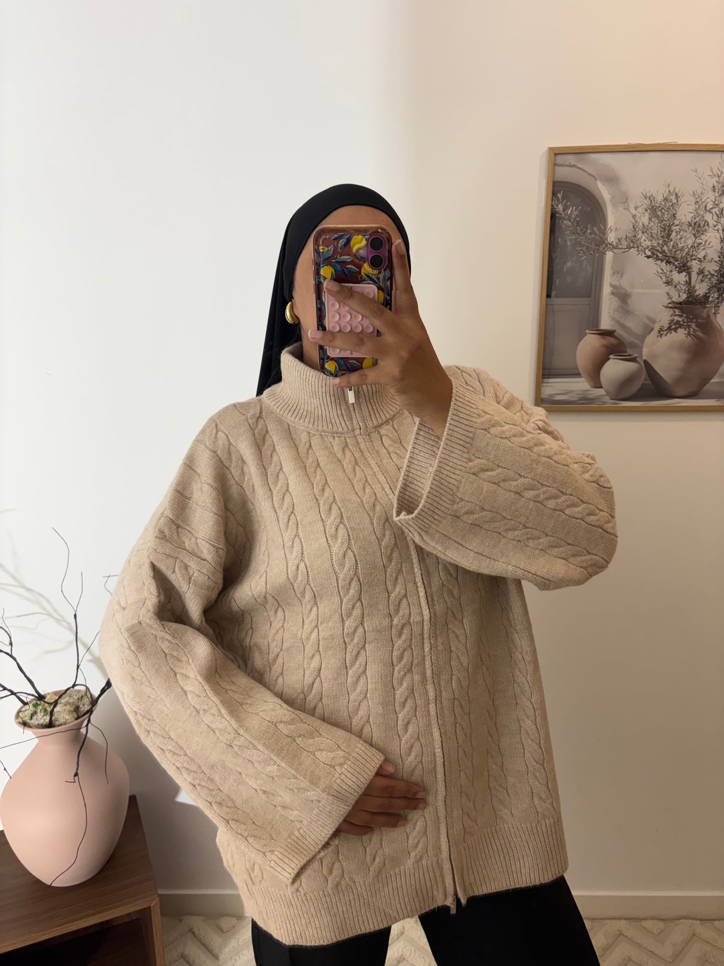 Gilet oversize laine tresse