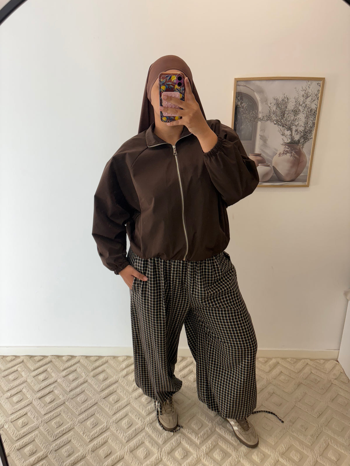 Pantalon ballon épais petits carreaux