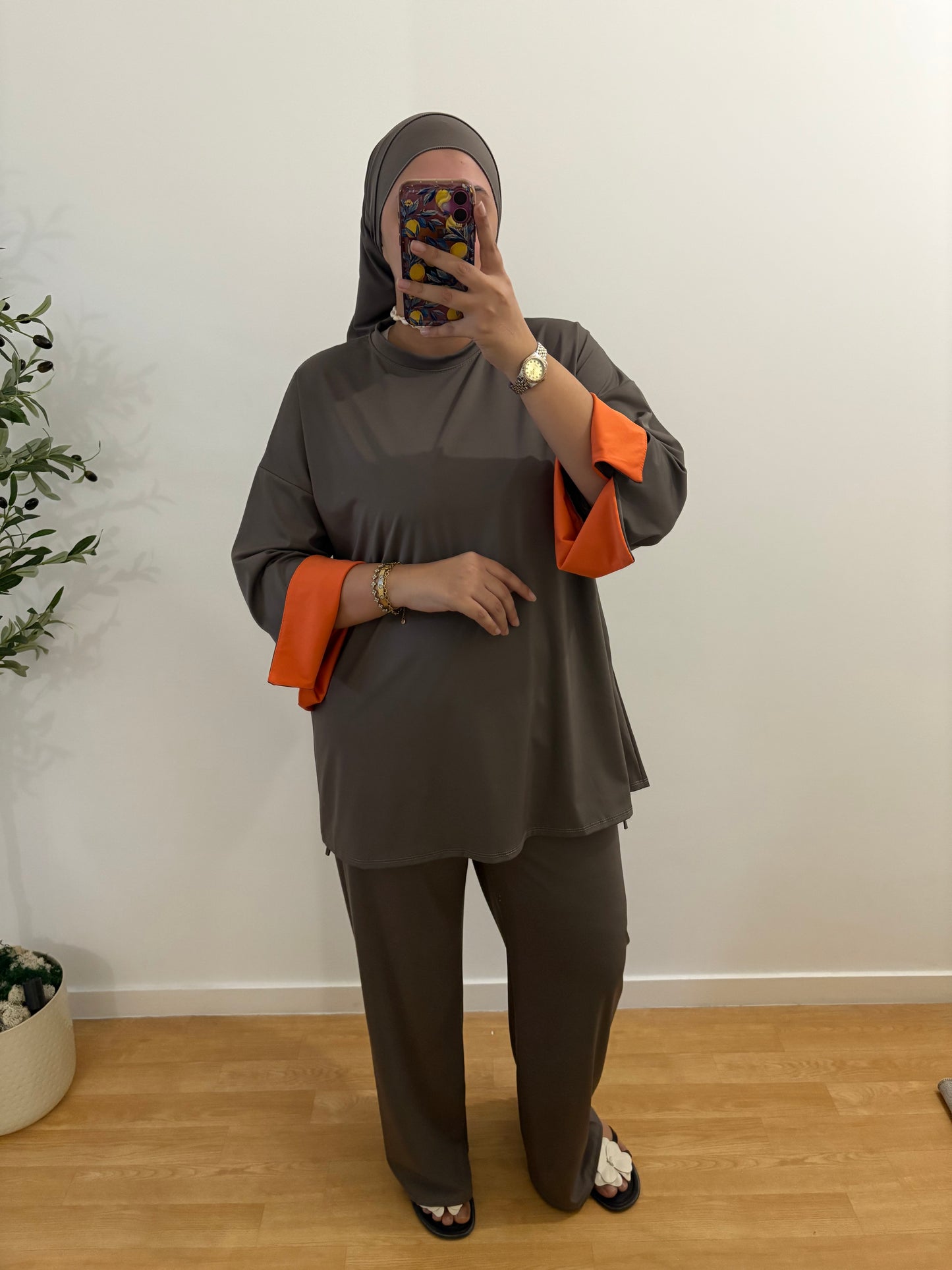 Burkini 3 pièces manches colorées