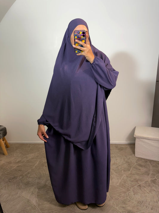 Abaya + khimar en jazz (8 couleurs)