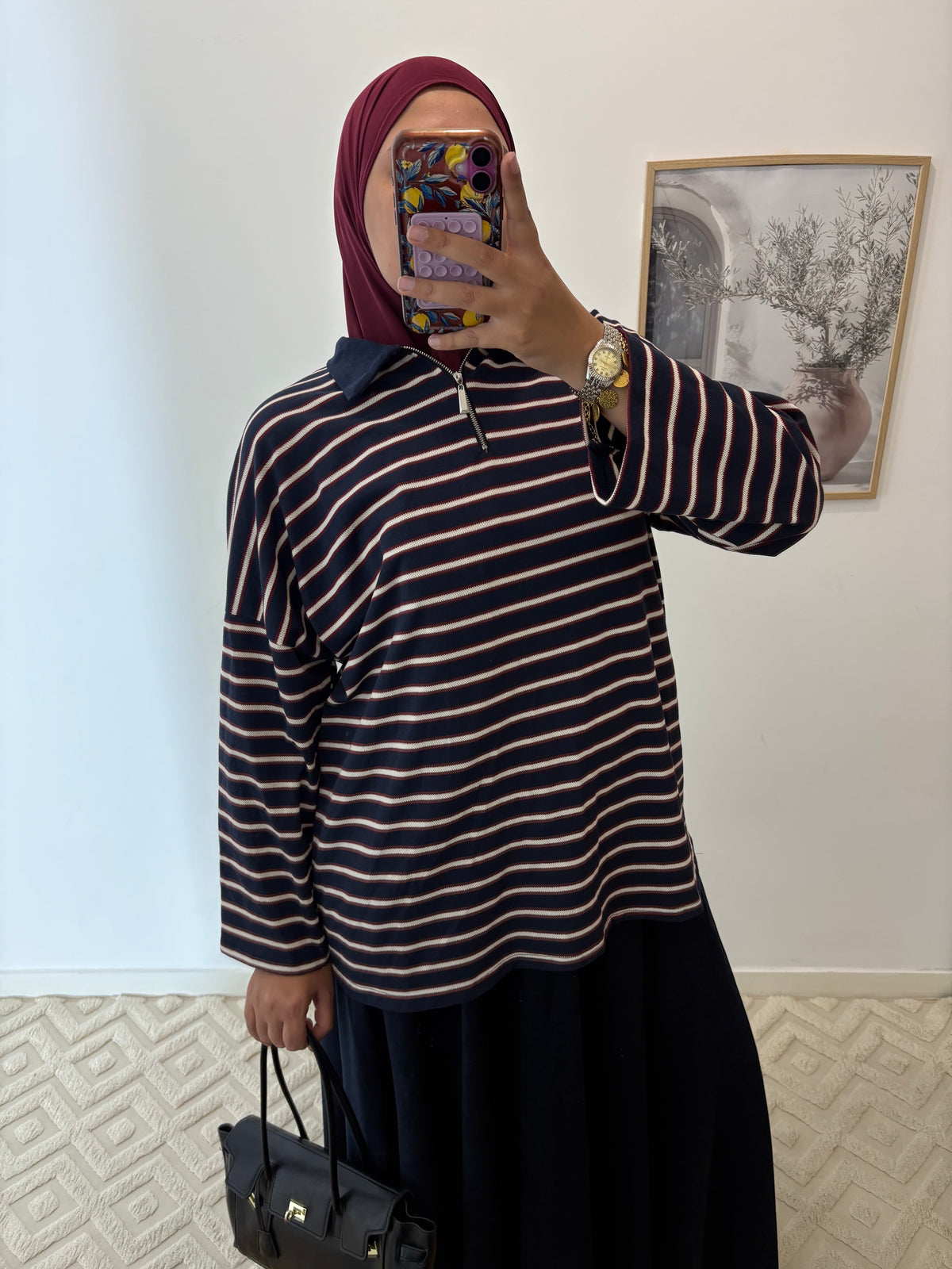 Polo zip rayé
