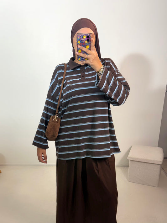 Polo marin oversize (marron/bleu)