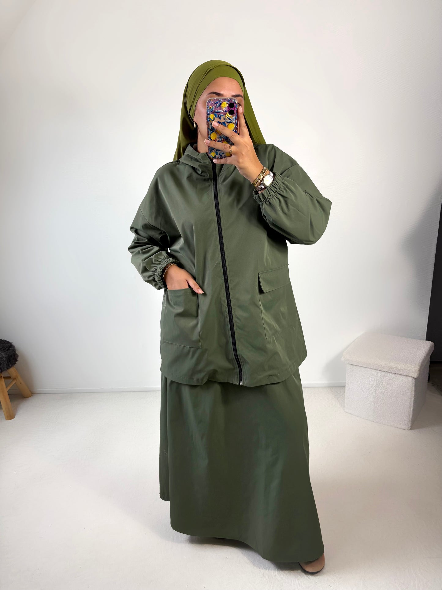 Ensemble imperméable veste + jupe