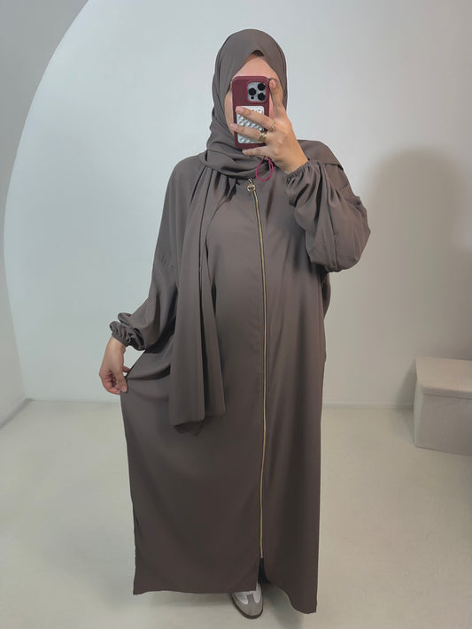 Abaya voile intégré avec Zip (pratique allaitement)