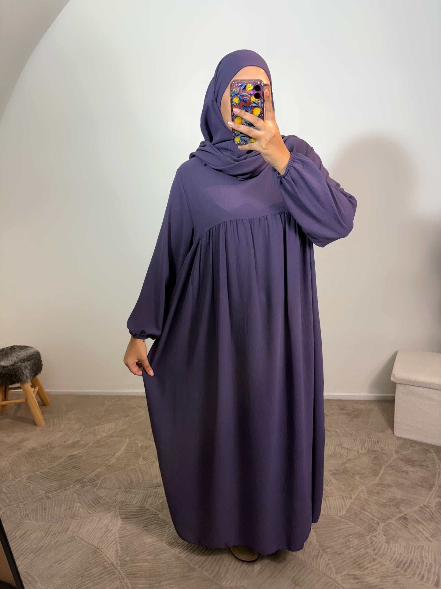 Abaya + khimar en jazz (8 couleurs)