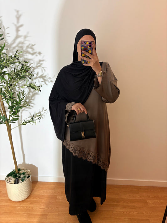 Ensemble sous robe soie de médine + haut dentelle satin