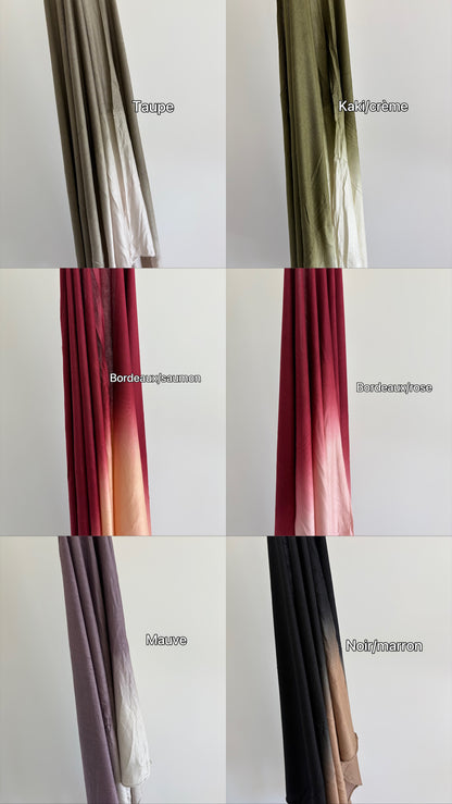 Hijab bicolore dégradé jersey coton