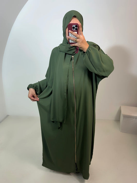 Abaya voile intégré avec Zip (pratique allaitement)