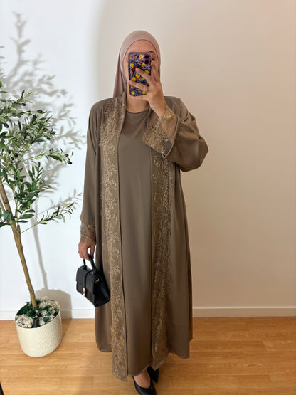 Ensemble sous robe + Kimono dentelle (Qualité premium)
