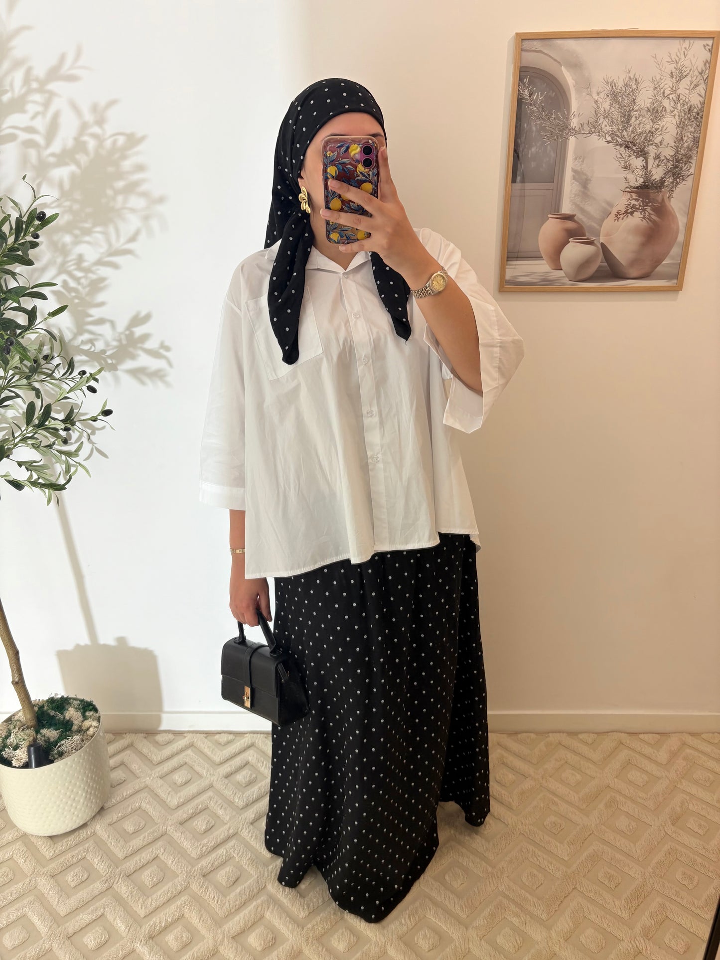 Jupe + hijab carré effet lin