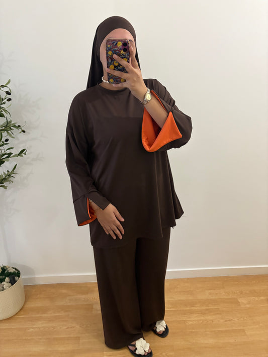 Burkini 3 pièces manches colorées