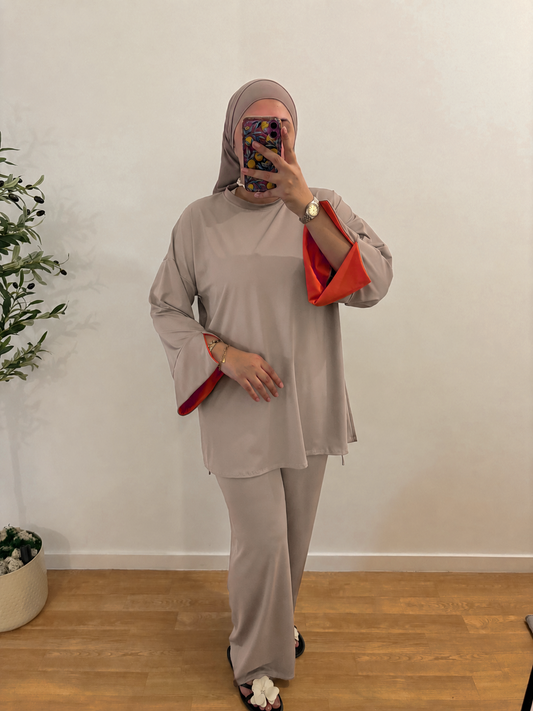 Burkini 3 pièces manches colorées