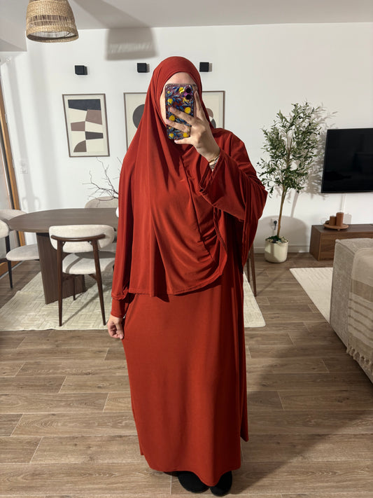 Set de prière en jersey premium de luxe (Abaya + Khimar)