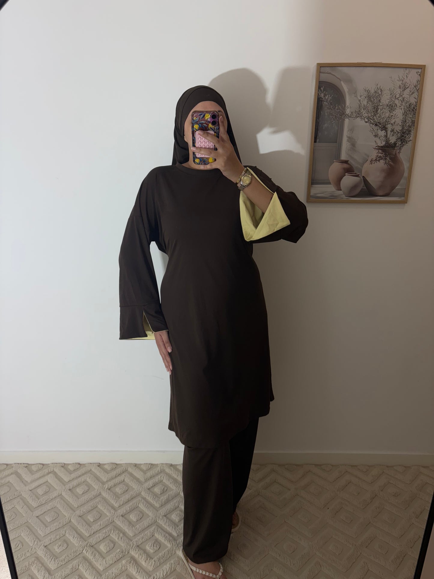 Burkini 3 pièces manches colorées Long