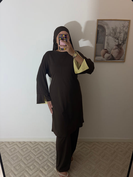Burkini 3 pièces manches colorées Long