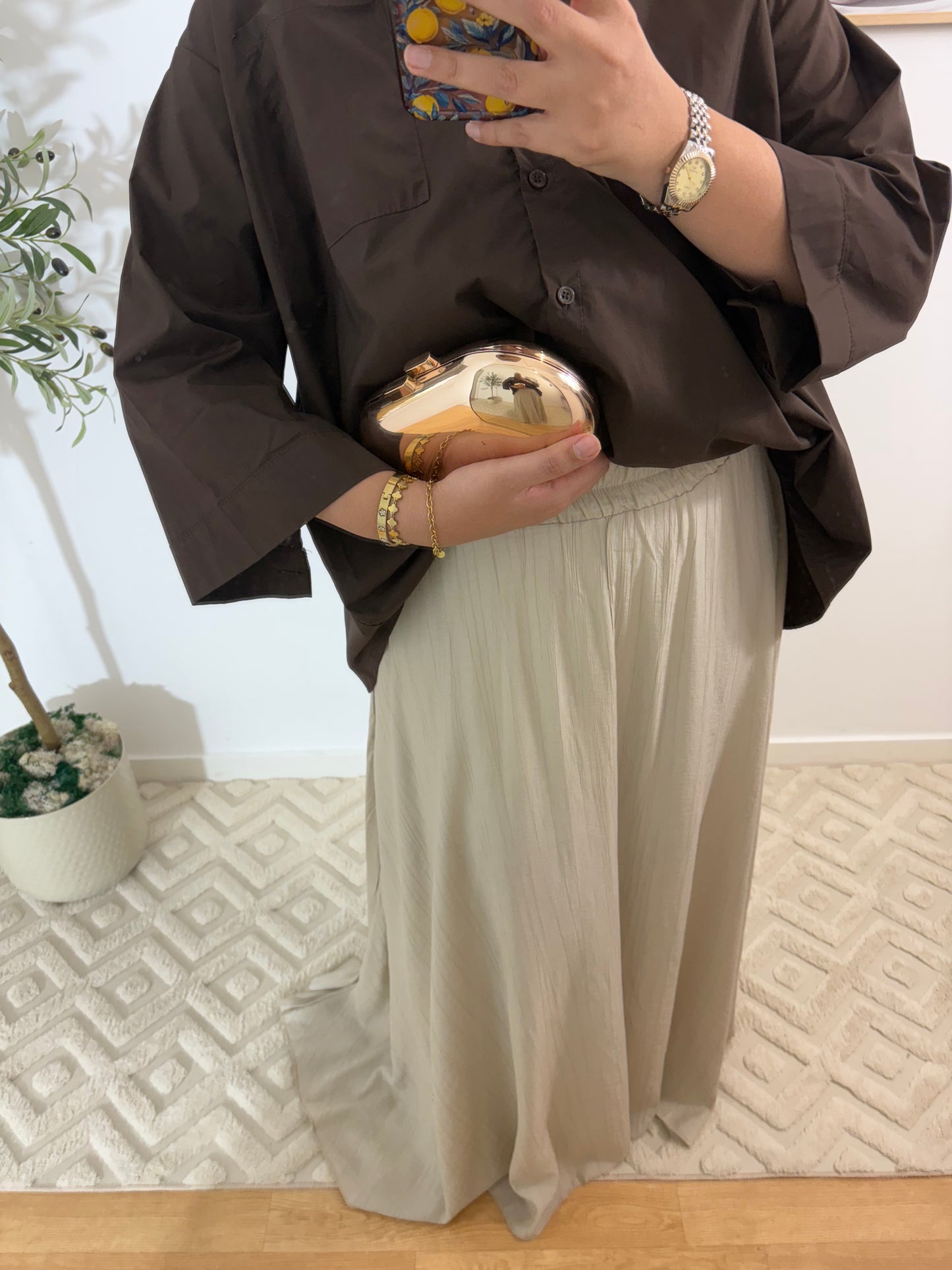 Jupe fluide effet lin