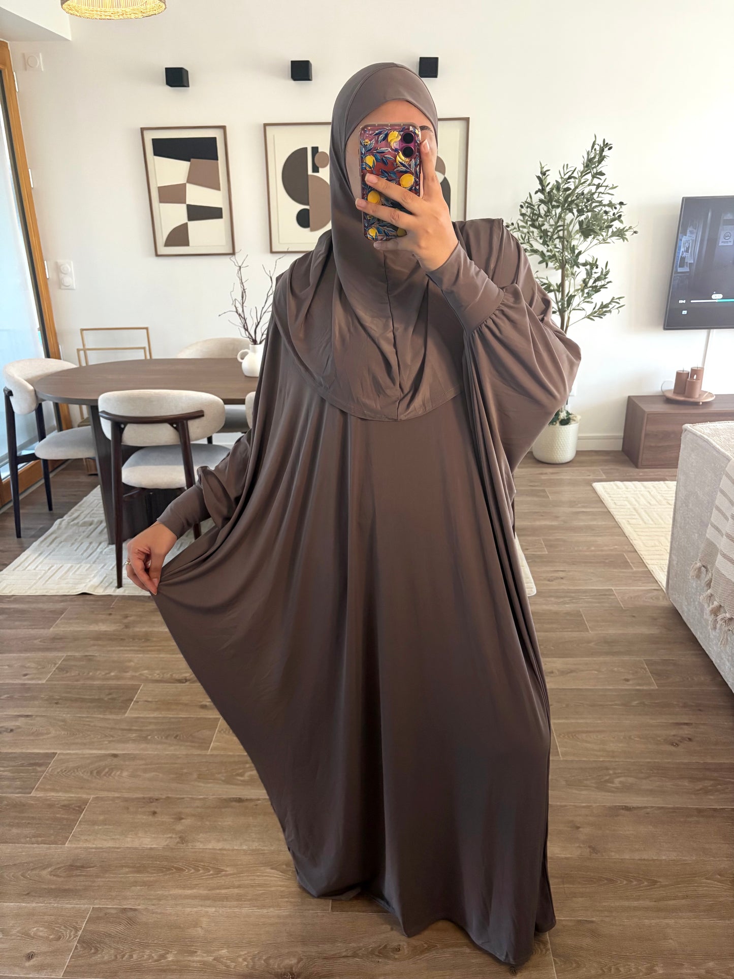 Abaya cagoule intégrée (6 couleurs)