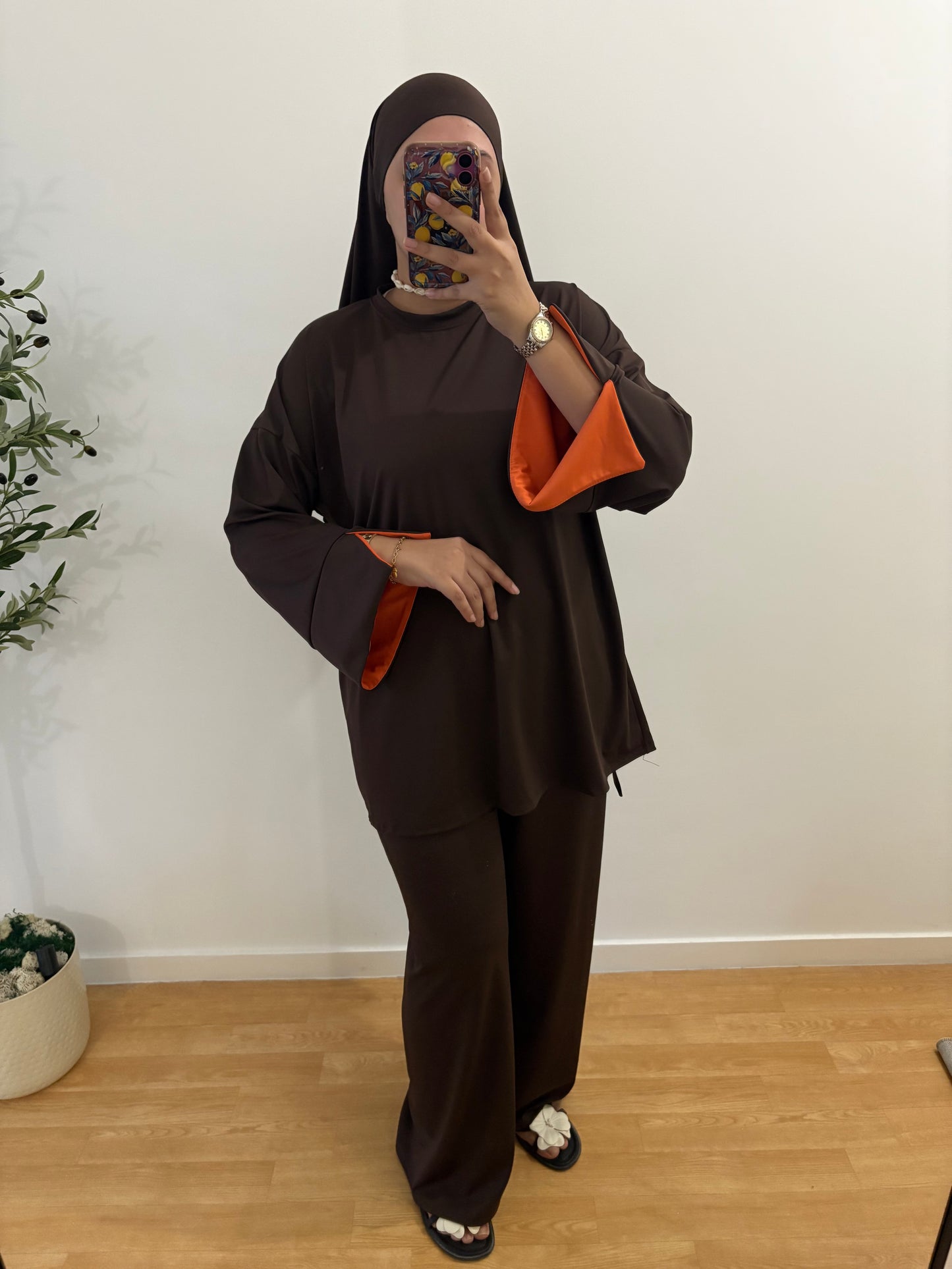 Burkini 3 pièces manches colorées