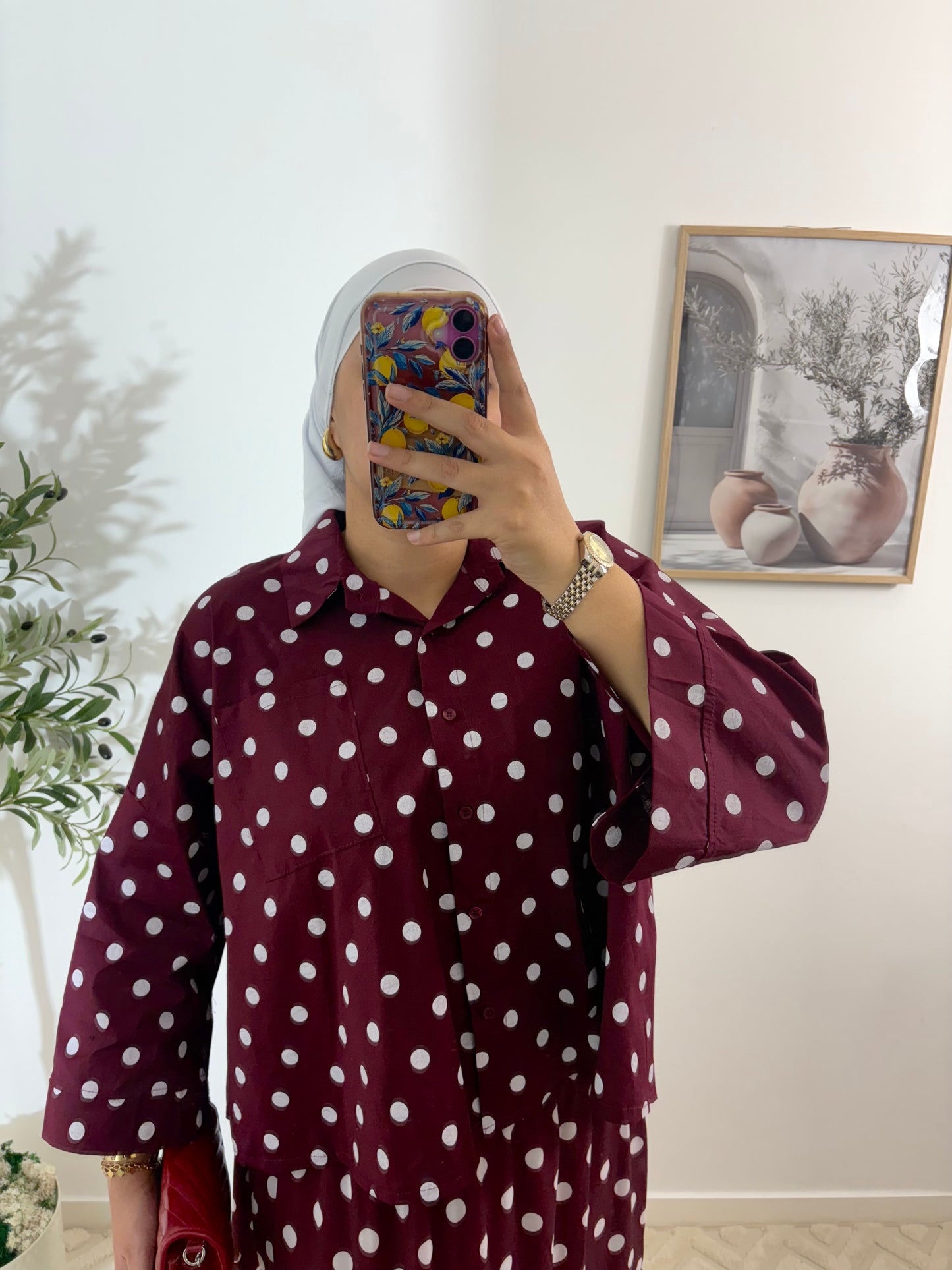 Chemise à pois en popeline