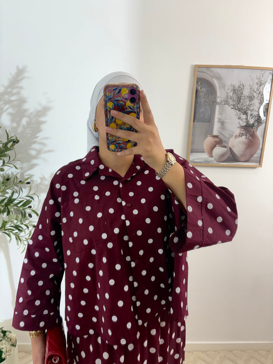 Chemise à pois en popeline