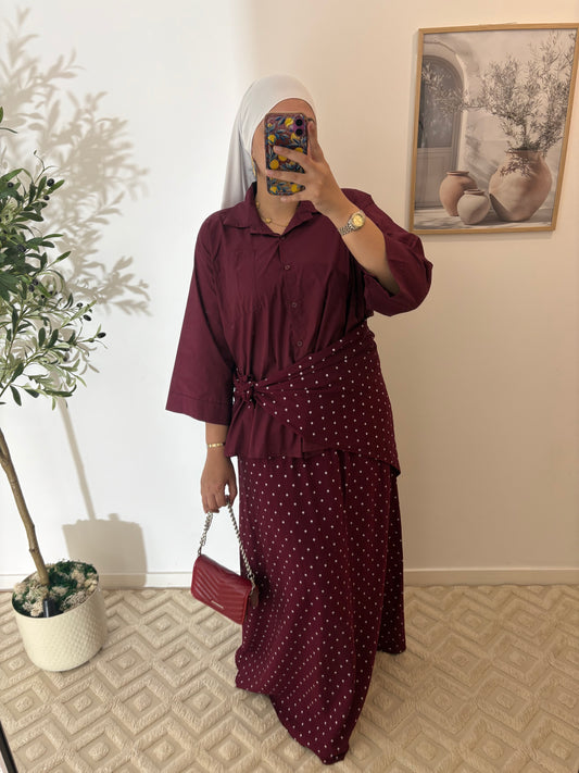 Jupe + hijab carré effet lin