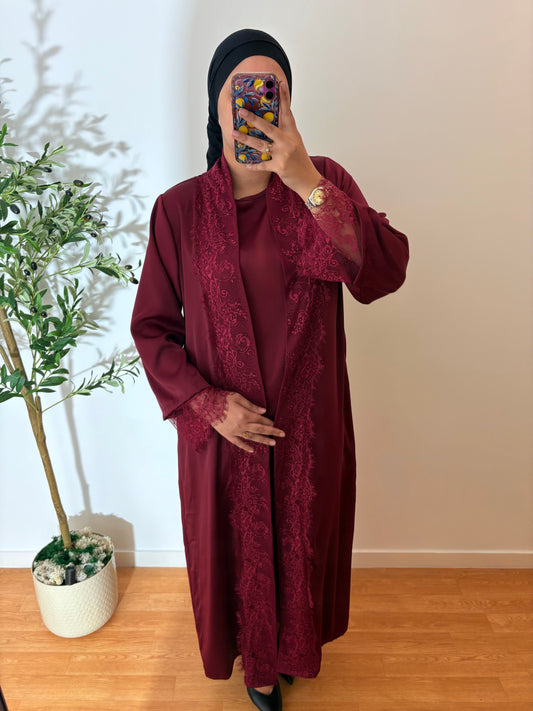 Ensemble sous robe + Kimono dentelle (Qualité premium)