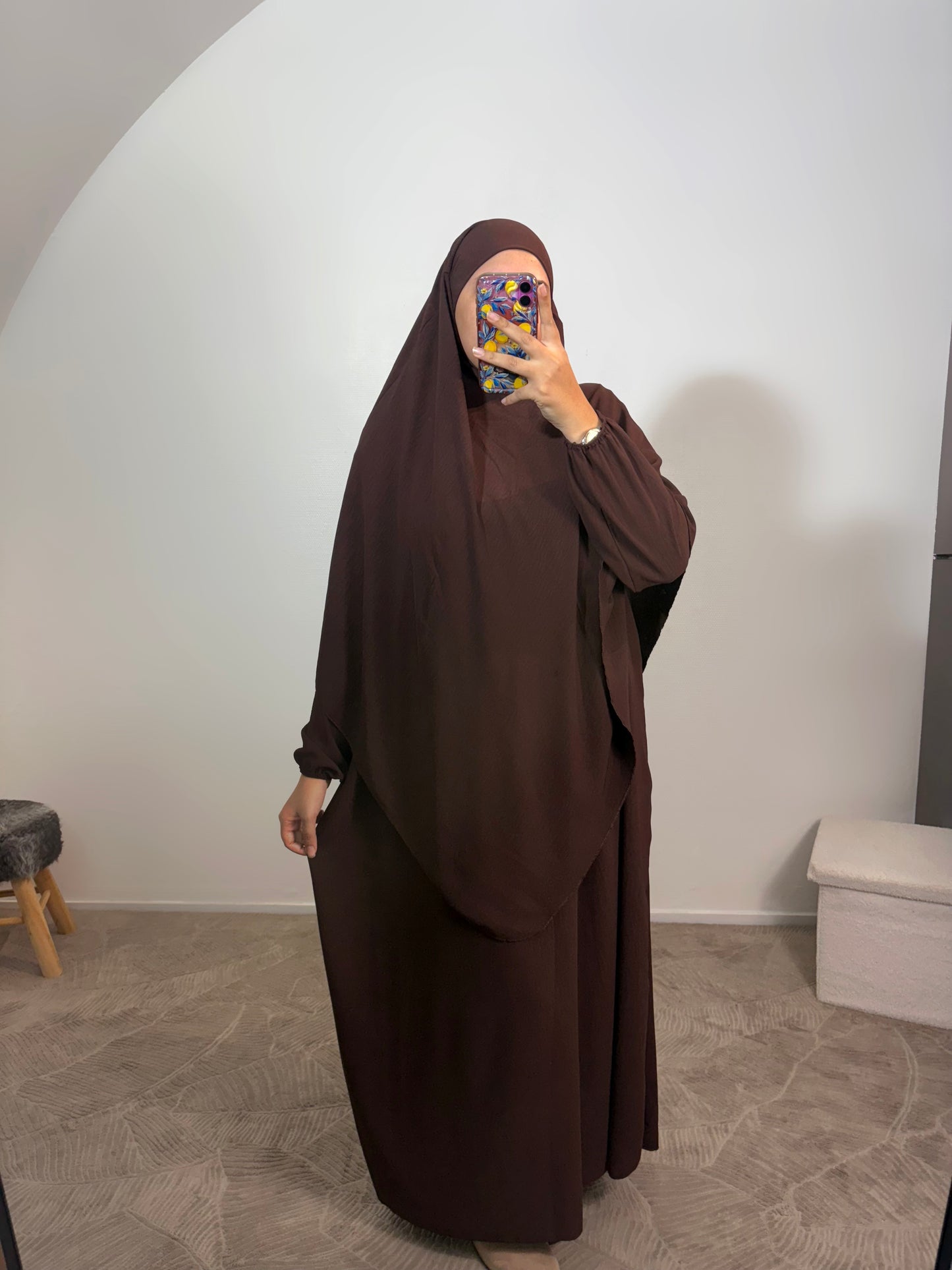 Abaya + khimar en jazz (8 couleurs)