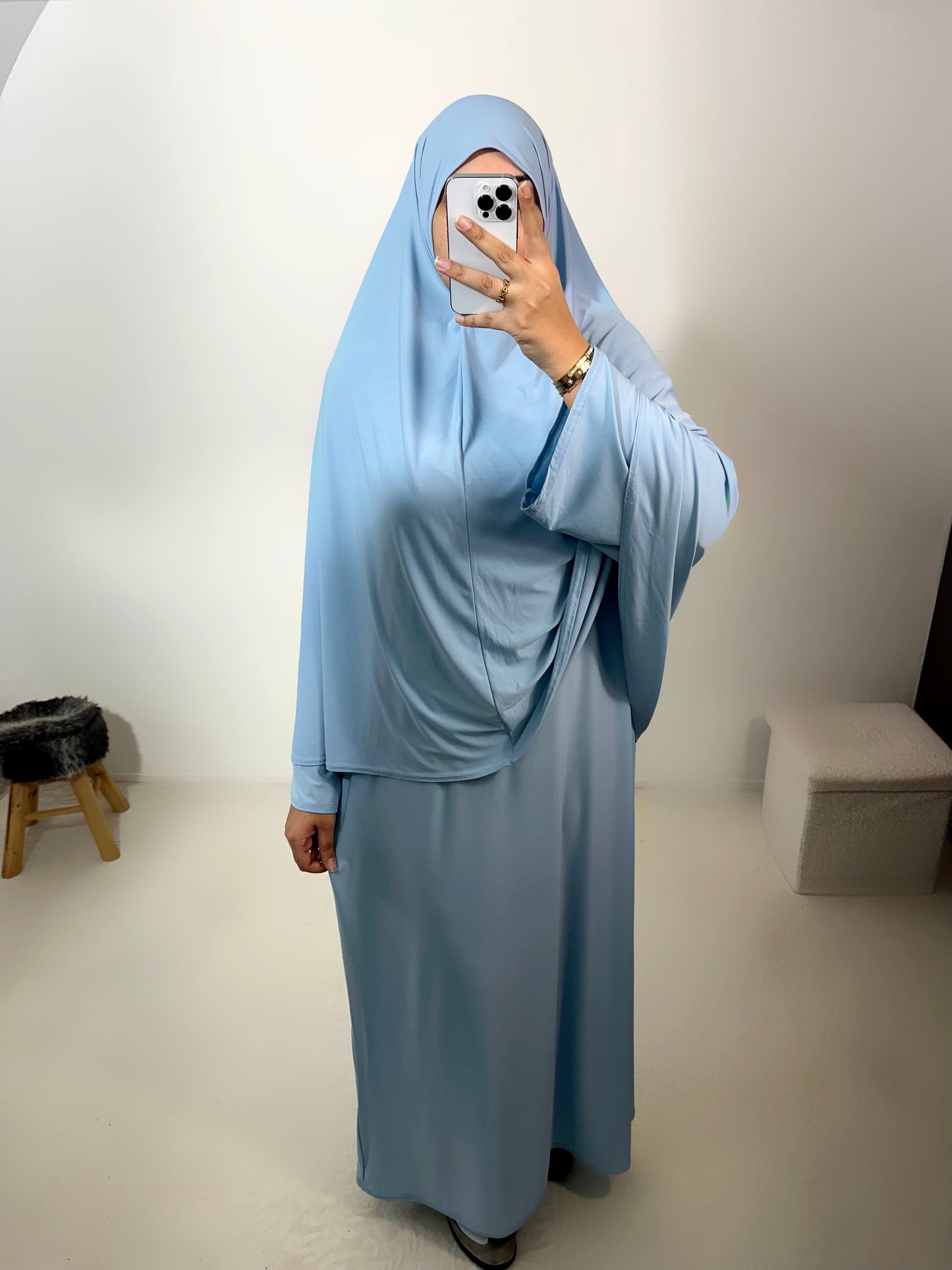 Set de prière en jersey premium de luxe (Abaya + Khimar)