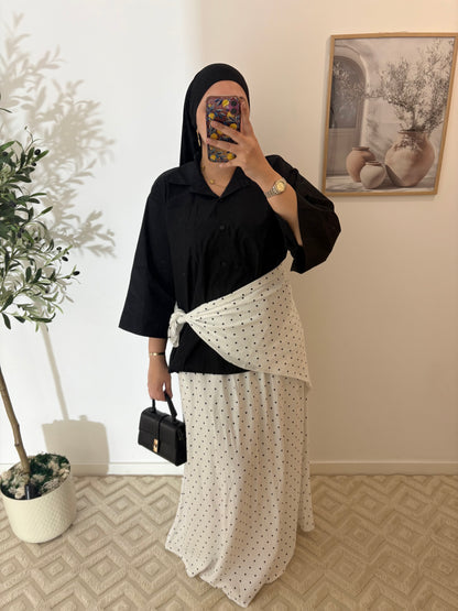 Jupe + hijab carré effet lin