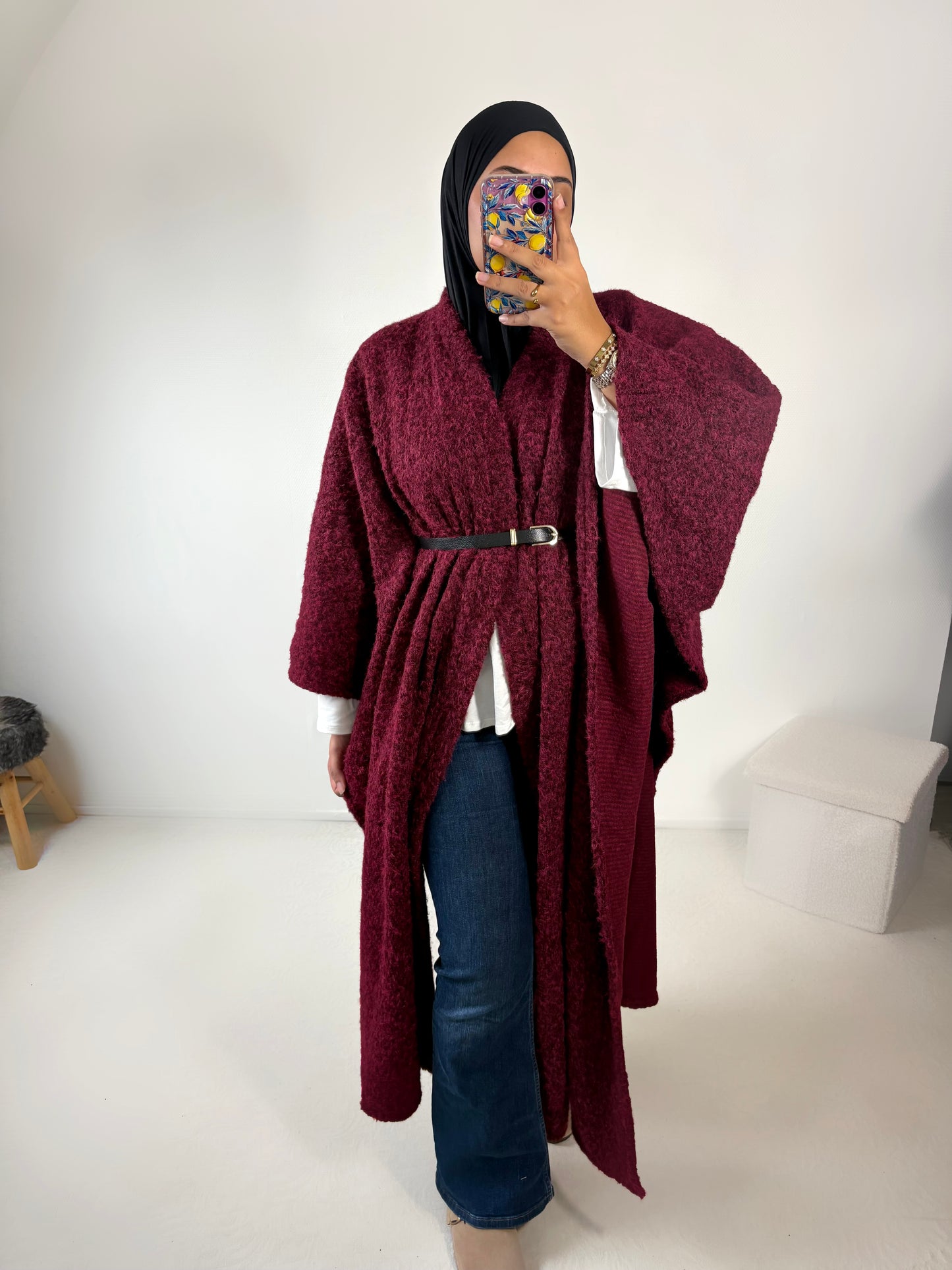 Manteau cape avec ceinture