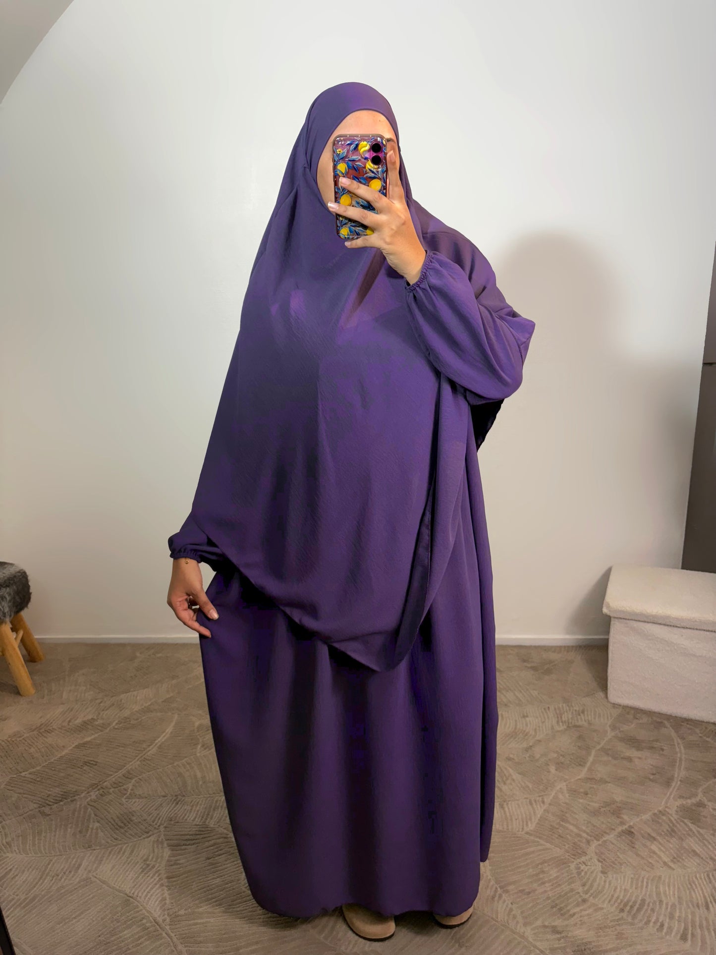 Abaya + khimar en jazz (8 couleurs)