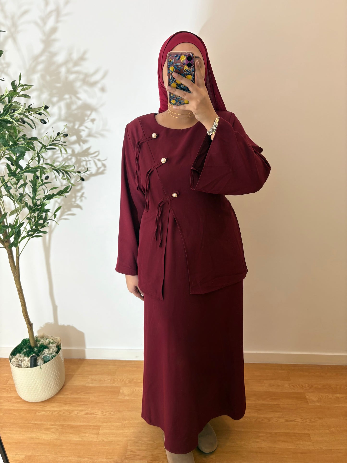 Robe japandi avec bouton nacré (4 COULEURS)
