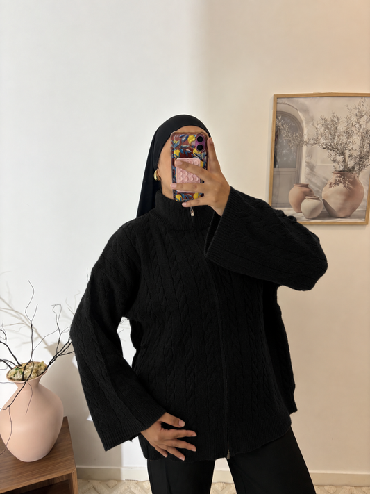 Gilet oversize laine tresse