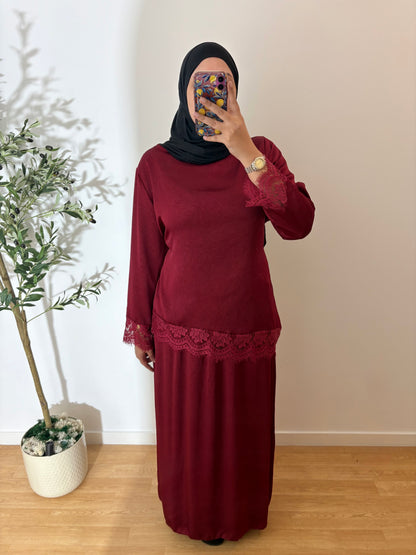 Ensemble satin dentelle (5 couleurs)