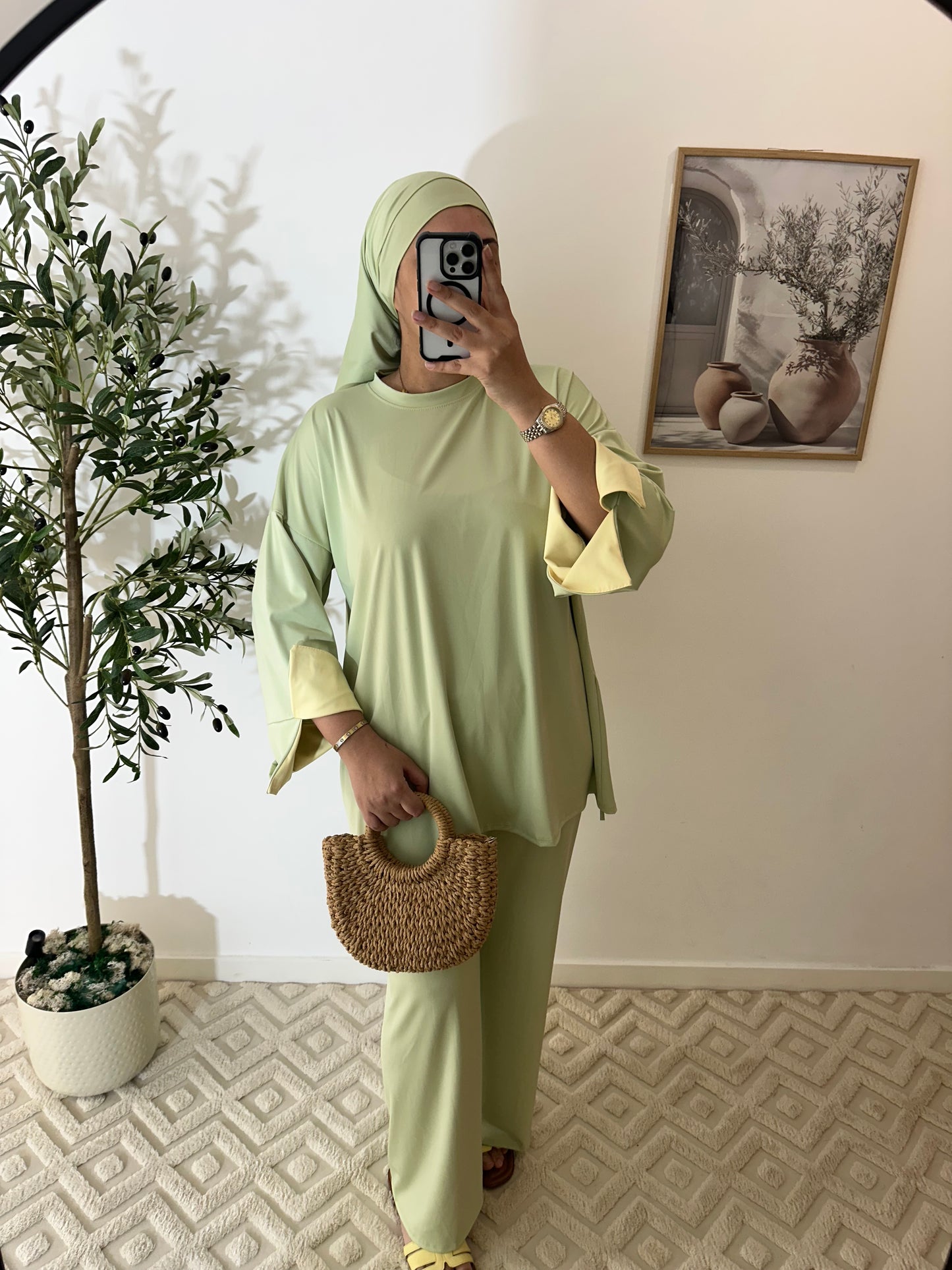 Burkini 3 pièces manches colorées