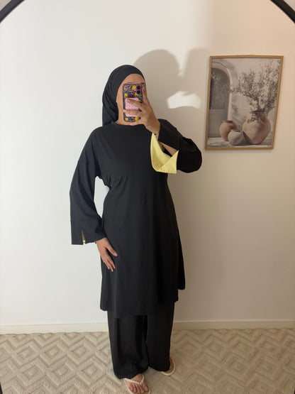 Burkini 3 pièces manches colorées Long