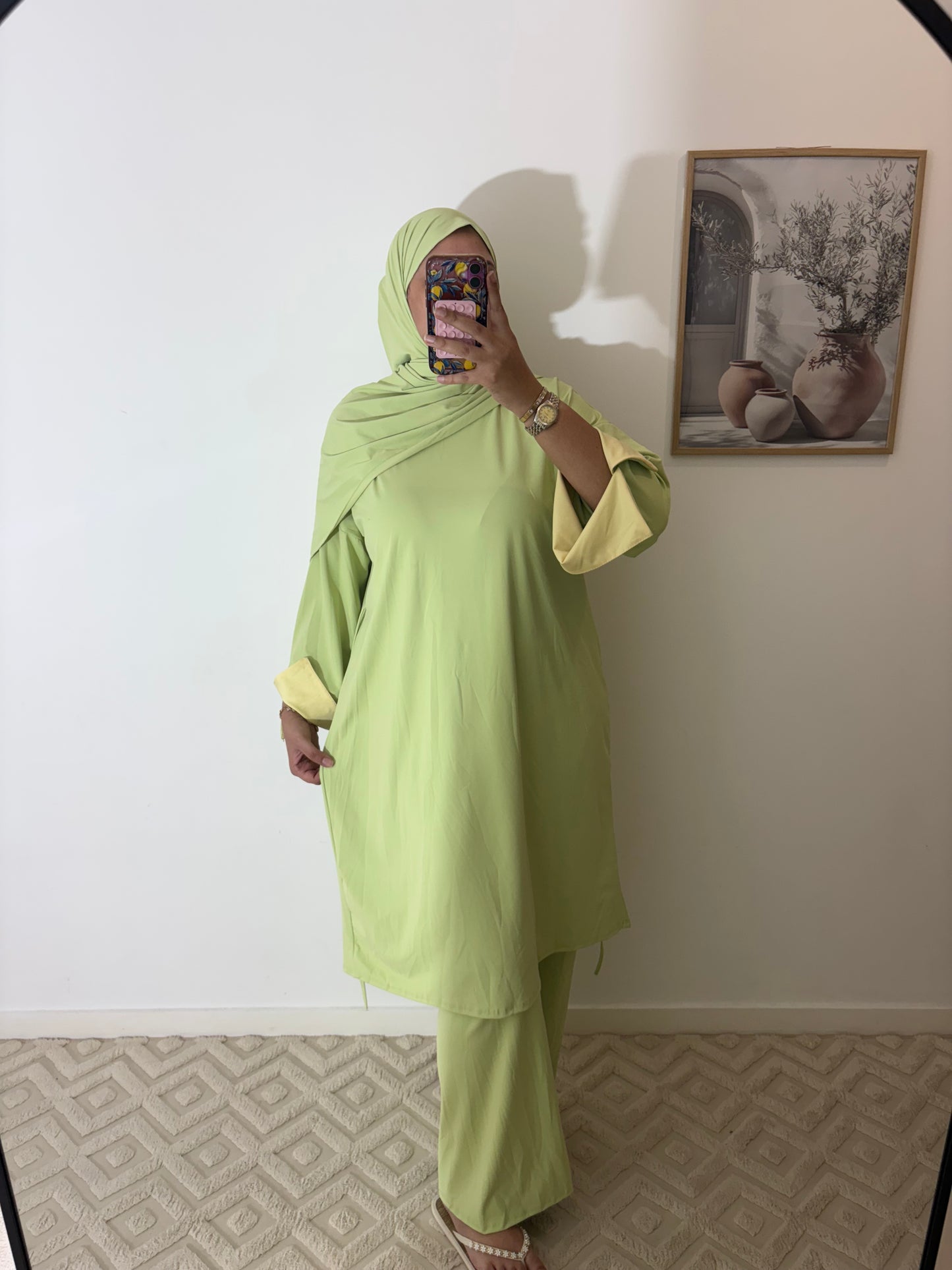 Burkini 3 pièces manches colorées Long