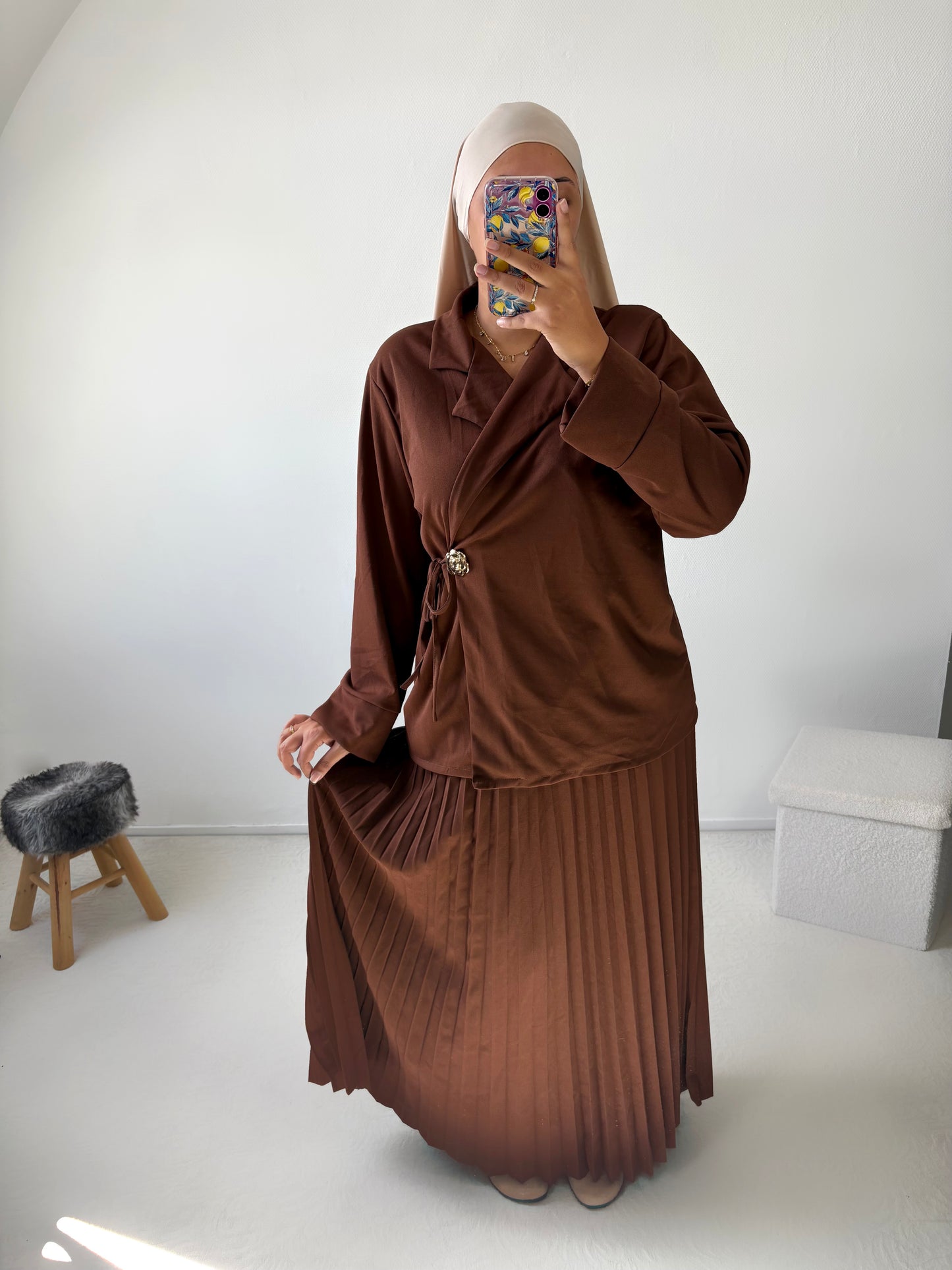 Ensemble haut + jupe accordéon