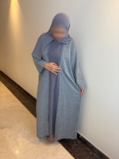 Kimono Effet lin "Layal" (sous robe et hijab inclus) (Made in Dubai)