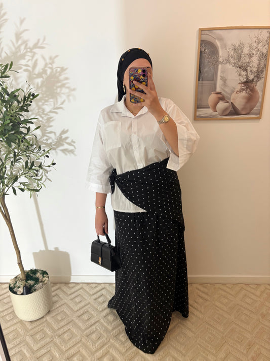 Jupe + hijab carré effet lin